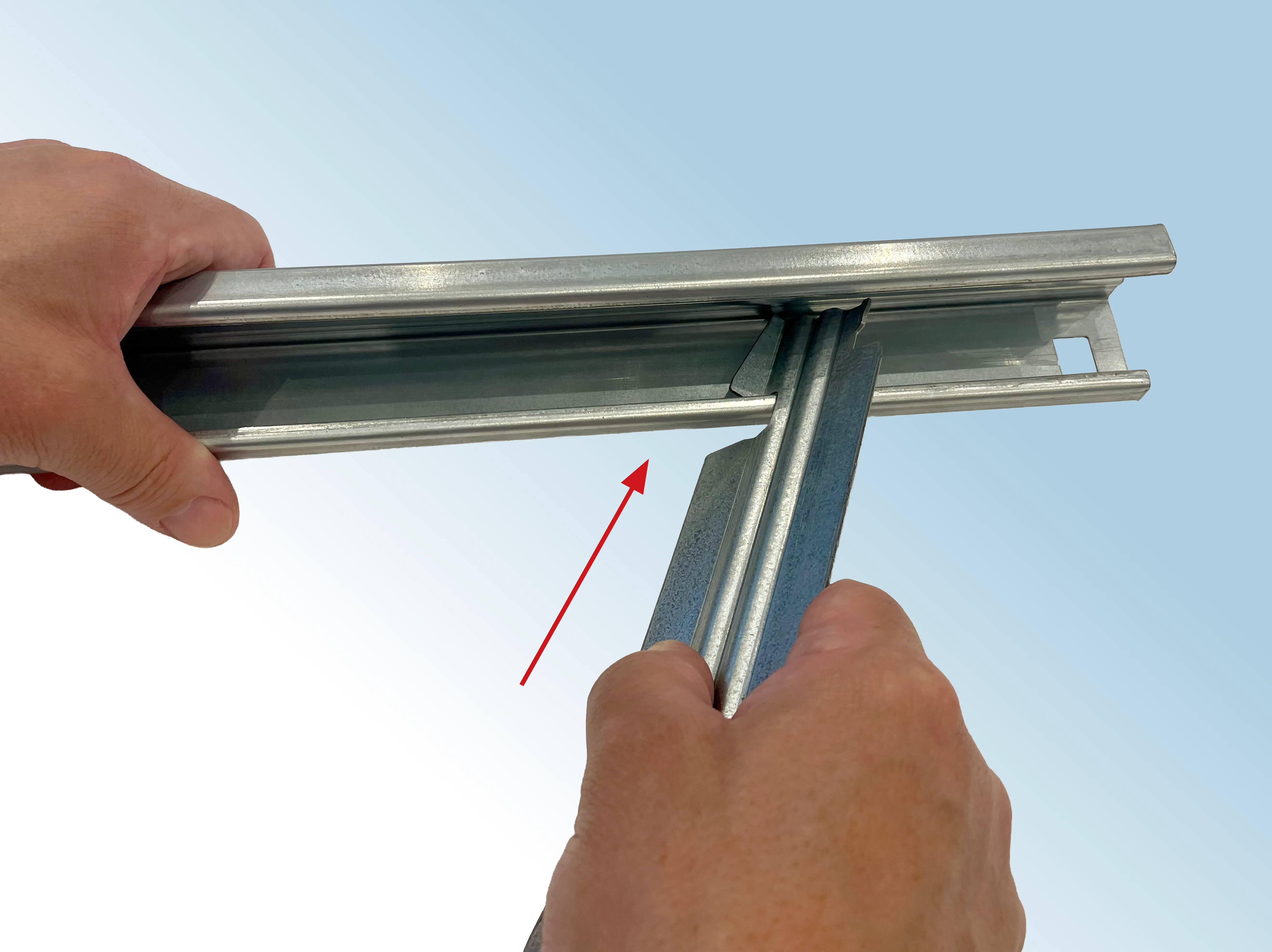 MasterBar installation step 2 - Hook notch over lip